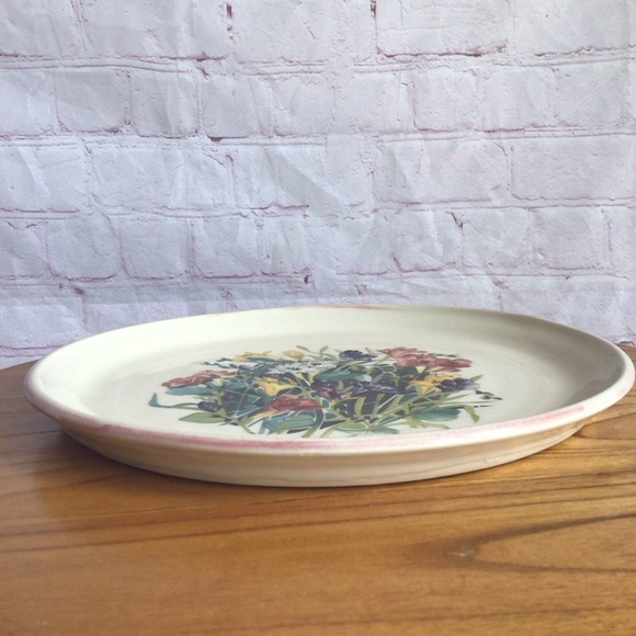 Vintage Artist Signed Floral Ceramic Accent Plate - Picture 4 of 6